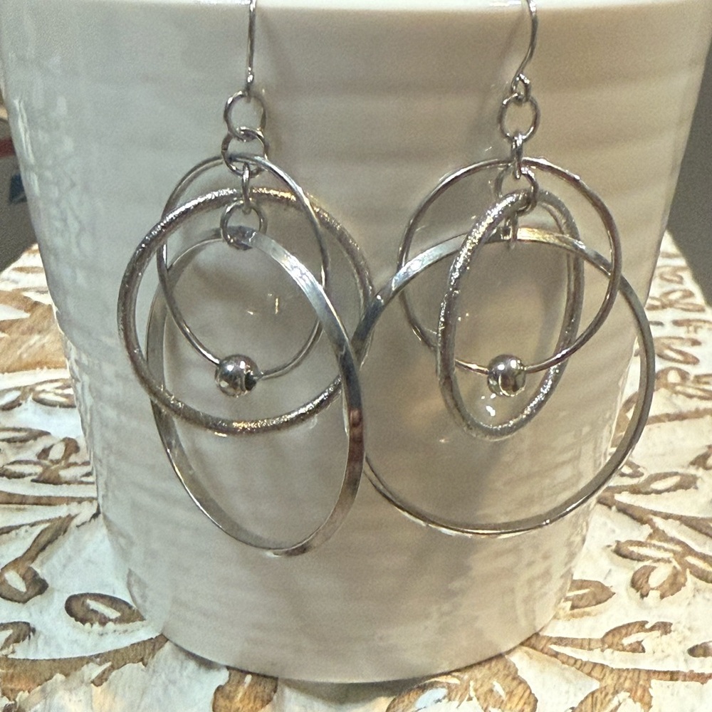 NWOT Multi-Hoop Silver Tone Dangle Earrings